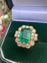 Load image into Gallery viewer, Emerald &amp; Diamond 18ct Yellow Gold Statement Ring
