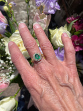 Load image into Gallery viewer, Oval Emerald Halo Ring in 18ct Yellow Gold
