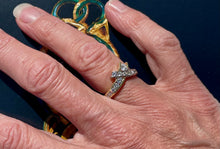 Load image into Gallery viewer, Diamond Wishbone Ring in 18ct Yellow Gold and Platinum
