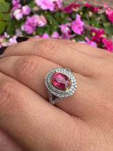 Load image into Gallery viewer, Pink Sapphire &amp; Diamond Halo Ring in Platinum
