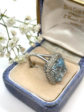 Load image into Gallery viewer, Stunning Aquamarine and Diamond Ring Set in Platinum
