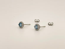 Load image into Gallery viewer, Aquamarine and Diamond Earrings in Platinum
