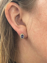 Load image into Gallery viewer, Tanzanite and Diamond Earrings Set in 18ct Yellow Gold
