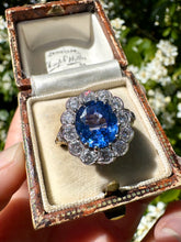 Load image into Gallery viewer, Blue Sapphire and Diamond Cluster Ring
