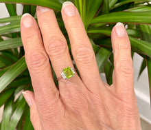 Load image into Gallery viewer, Peridot and Diamond Ring set in Platinum
