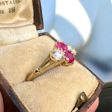 Load image into Gallery viewer, Ruby &amp; Diamond Cluster Ring – 18ct Gold, Size M
