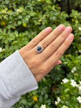 Load image into Gallery viewer, Platinum Blue Sapphire &amp; Diamond Cluster Ring
