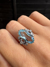 Load image into Gallery viewer, Vintage Aquamarine &amp; Diamond Ring in 18ct White Gold
