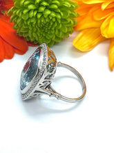 Load image into Gallery viewer, Aquamarine and Diamond Ring Set in Platinum
