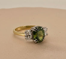 Load image into Gallery viewer, Amazing 2.67ct. Green Sapphire and Diamond Ring in 18ct Yellow Gold and Platinum
