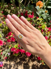 Load image into Gallery viewer, Yellow Sapphire and Diamond Cluster Ring in 18ct Gold
