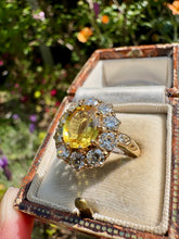Load image into Gallery viewer, Yellow Sapphire and Diamond Cluster Ring in 18ct Gold
