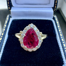 Load image into Gallery viewer, Ruby and Diamond Halo Ring
