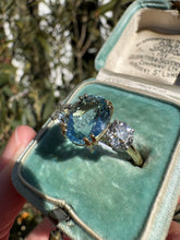 Load image into Gallery viewer, Aquamarine &amp; Diamond Three-Stone Ring
