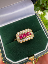 Load image into Gallery viewer, Vintage Ruby &amp; Diamond Ring in 18ct Yellow Gold
