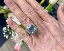 Load image into Gallery viewer, Stunning Aquamarine and Diamond Ring Set in Platinum
