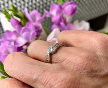 Load image into Gallery viewer, Solitaire Diamond Ring with Diamond Shoulders in 18ct White Gold
