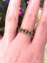 Load image into Gallery viewer, Full Eternity Blue Sapphire and Diamond Ring Set in 18ct Yellow Gold
