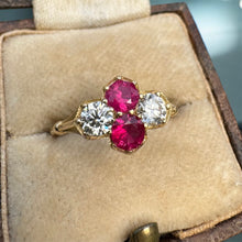 Load image into Gallery viewer, Ruby &amp; Diamond Cluster Ring – 18ct Gold, Size M
