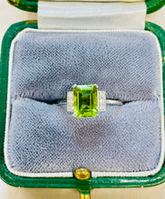 Load image into Gallery viewer, Peridot and Diamond Ring set in Platinum
