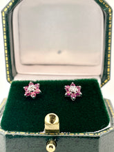 Load image into Gallery viewer, Ruby and Diamond Studs Earrings in 9ct Yellow Gold
