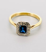 Load image into Gallery viewer, Sapphire and Diamond Cluster Ring in 9ct Yellow Gold
