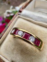 Load image into Gallery viewer, Ruby &amp; Diamond 18ct Gold Band Ring
