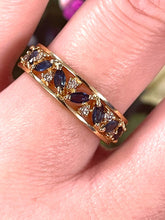 Load image into Gallery viewer, Full Eternity Blue Sapphire and Diamond Ring Set in 18ct Yellow Gold
