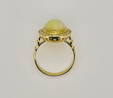 Load image into Gallery viewer, Oval Opal and Diamond Halo Ring in 18ct Yellow Gold
