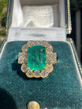 Load image into Gallery viewer, Vivid Emerald and Diamond Halo Ring in 18ct Gold
