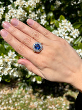 Load image into Gallery viewer, Blue Sapphire and Diamond Cluster Ring
