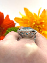 Load image into Gallery viewer, Aquamarine and Diamond Ring Set in Platinum
