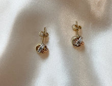 Load image into Gallery viewer, Love Knot Earrings in 9ct Tri-colour Gold
