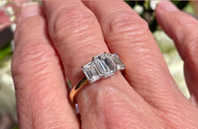 Load image into Gallery viewer, Trilogy Emerald Cut Diamonds in 18ct Yellow Gold and Platinum
