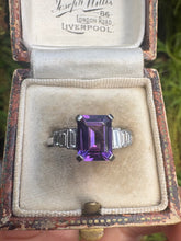 Load image into Gallery viewer, Vintage-Inspired Platinum Amethyst &amp; Diamond Ring
