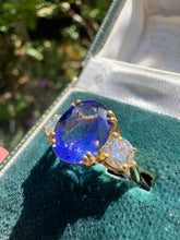 Load image into Gallery viewer, 3.45ct Tanzanite &amp; 0.82ct GIA Diamond Three-Stone Ring in 18ct Gold
