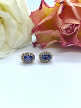 Load image into Gallery viewer, Tanzanite and Diamond Earrings Set in 18ct Yellow Gold
