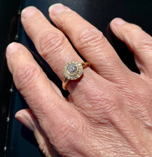 Load image into Gallery viewer, Old Cut Diamond Halo Ring in 18ct Yellow Gold
