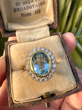 Load image into Gallery viewer, Aquamarine and Diamond Halo Ring
