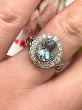 Load image into Gallery viewer, Blue Aquamarine and Diamond Ring Set in Platinum
