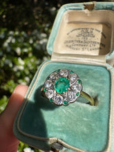 Load image into Gallery viewer, Emerald &amp; Diamond Cluster Ring in 18ct Gold
