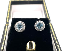 Load image into Gallery viewer, Aquamarine and Diamond Earrings in Platinum
