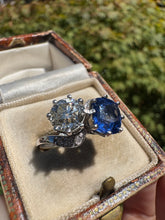 Load image into Gallery viewer, Platinum Sapphire &amp; Old-Cut Diamond Ring
