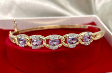 Load image into Gallery viewer, Amethyst and Diamond Bangle in 9ct Yellow Gold
