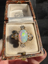 Load image into Gallery viewer, Antique 18ct Gold Opal &amp; Diamond Cluster Ring
