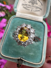 Load image into Gallery viewer, 1.01ct Yellow Sapphire &amp; Diamond Cluster Ring in Platinum
