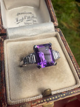 Load image into Gallery viewer, Vintage-Inspired Platinum Amethyst &amp; Diamond Ring
