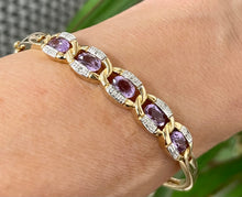 Load image into Gallery viewer, Amethyst and Diamond Bangle in 9ct Yellow Gold
