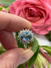 Load image into Gallery viewer, Aquamarine and Diamond Ring Set in 18ct White Gold
