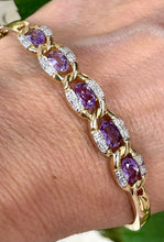 Load image into Gallery viewer, Amethyst and Diamond Bangle in 9ct Yellow Gold
